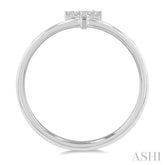 1/20 Ctw Initial 'T' Round Cut Diamond Fashion Ring in 10K White Gold